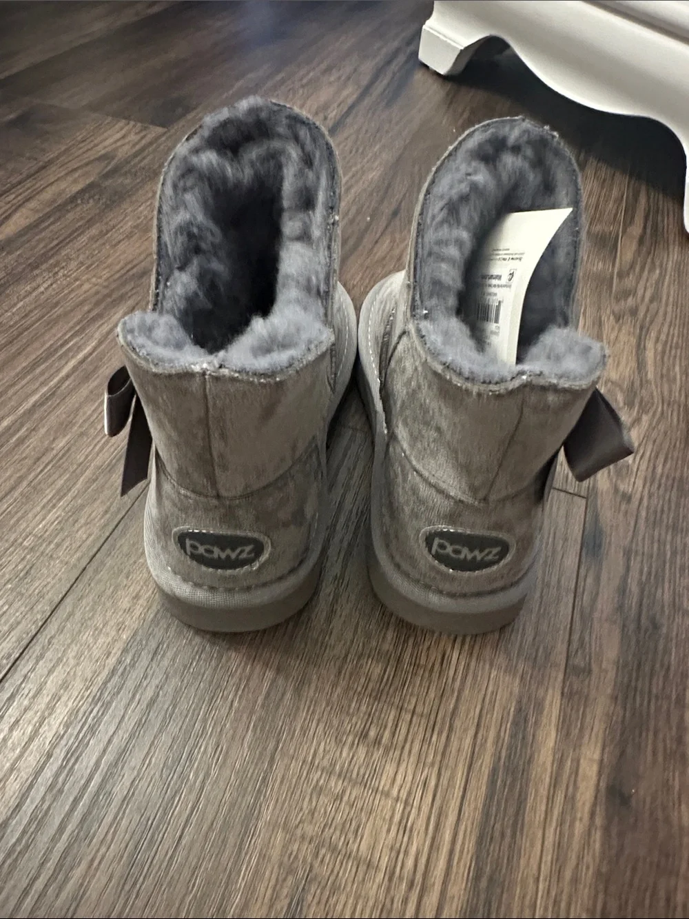 PAWZ Gray Faux-Suede Kids Boot with Bow Trim